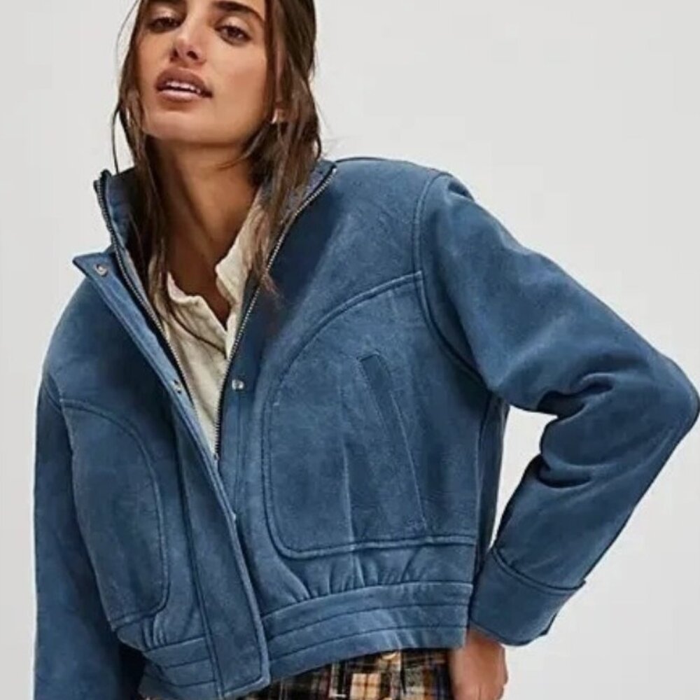 Free People Women's We The Free Wes Suede Bomber Jacket - Small